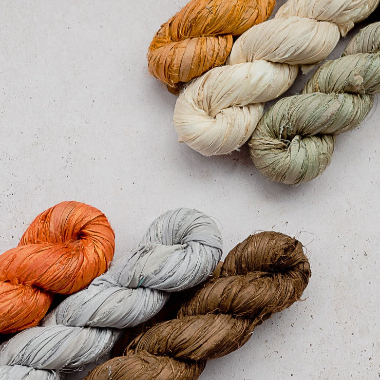 Recycled Sari Silk Ribbon - Dark Peach