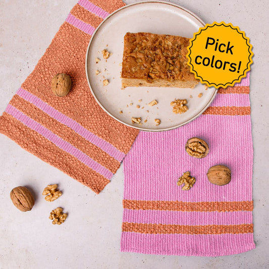 Mocha towels (x2) Weaving Kit - Supplies and Medium loom with Pattern