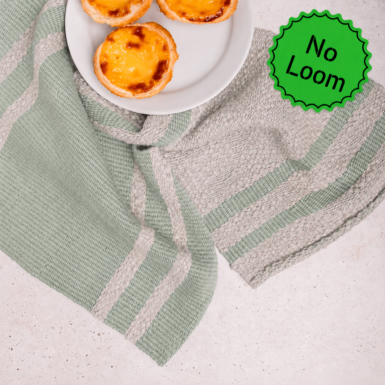 Mocha Towels (x2) Kit - No Loom with Cotton yarn