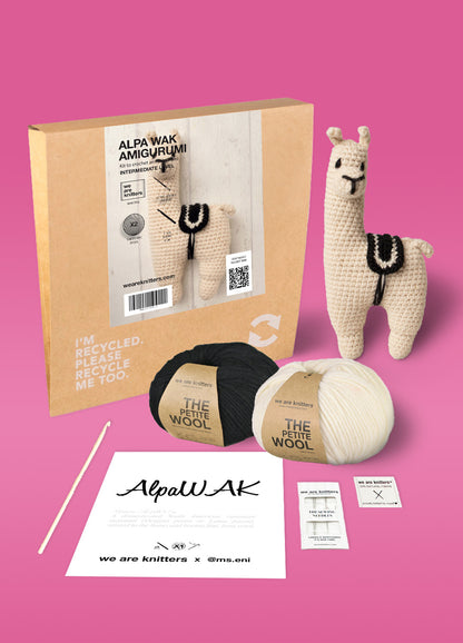 We Are Knitters Crochet Kit - Alpawak Amigurumi Kit in Black and Natural