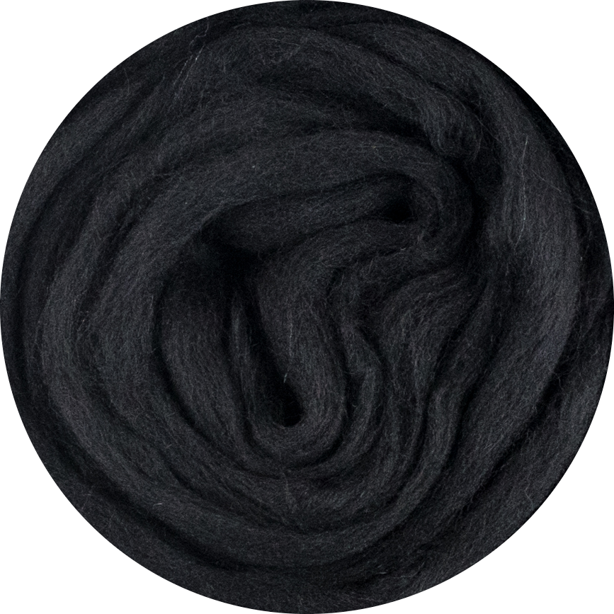 Mèche de laine mérinos biologique - Noir charbon