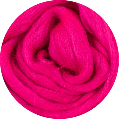 Organic Merino Wool Roving - Fluo Pink