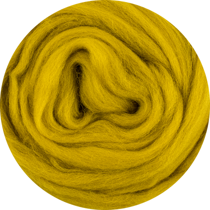 Roving en laine mérinos biologique - Moutarde