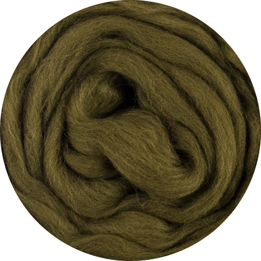 Roving en laine mérinos biologique - Vert olive