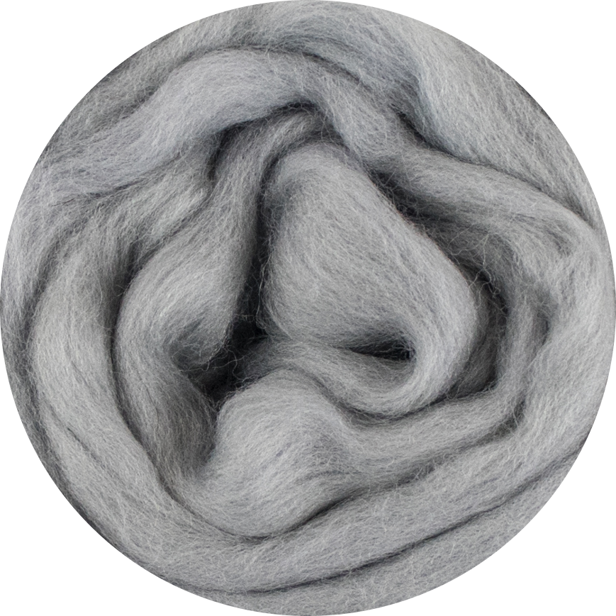 Organic Merino Wool Roving - Silver Grey