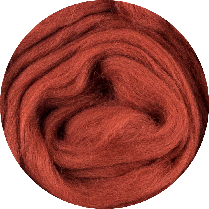 Organic Merino Wool Roving - Stone Red