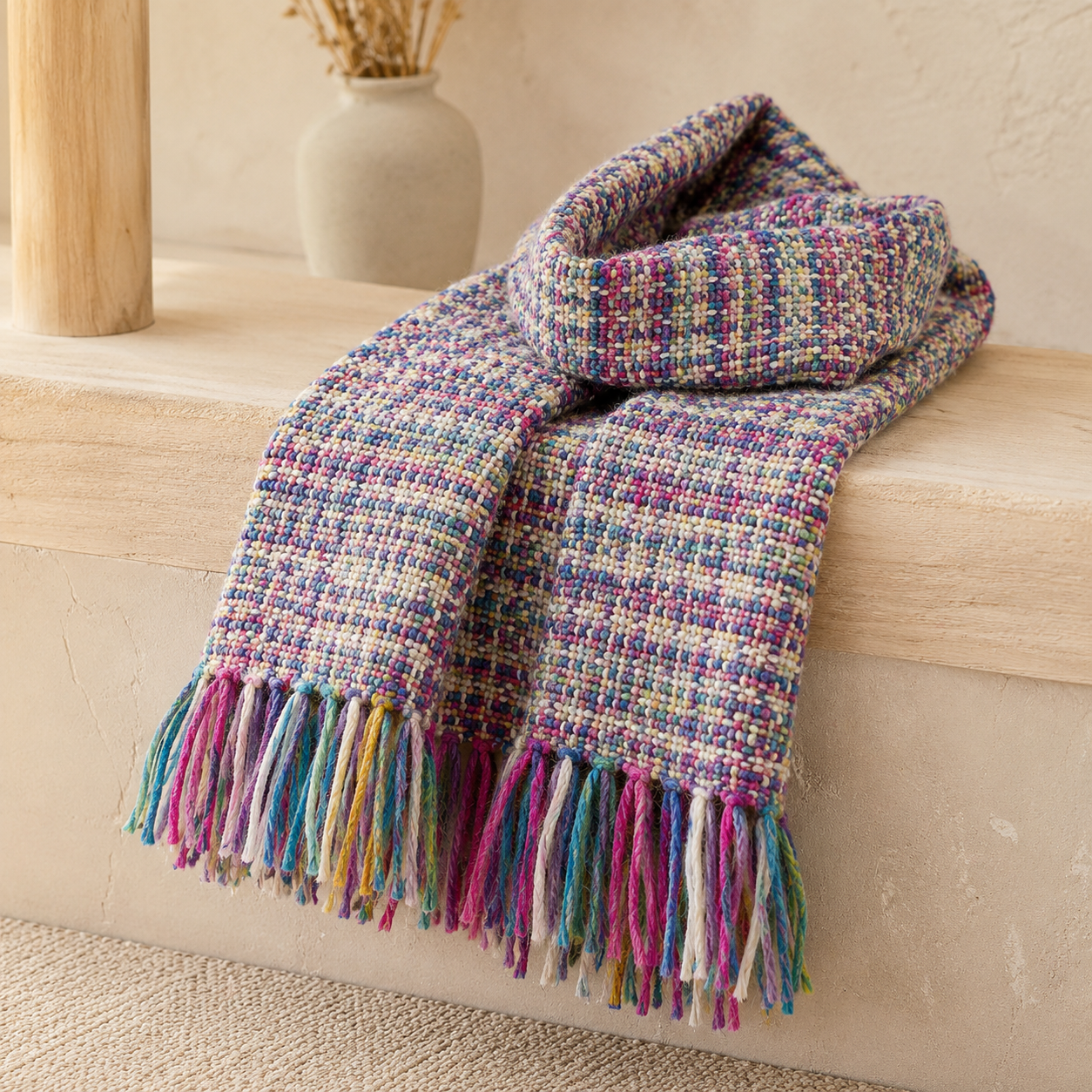 2 Kits Bundle | Fluffy & Icicle 2 Scarves Weaving Kit - Supplies and 1x Medium loom with Patterns - Yummy Yarn