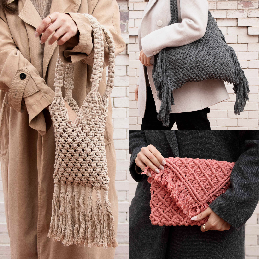 Macrame Bags Trio with Patterns