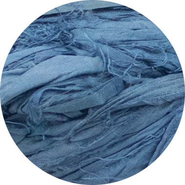 Ruban de Soie Sari Recyclé - Lune Bleue