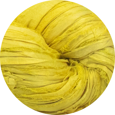 Recyceltes Sari-Seidenband – Chartreuse