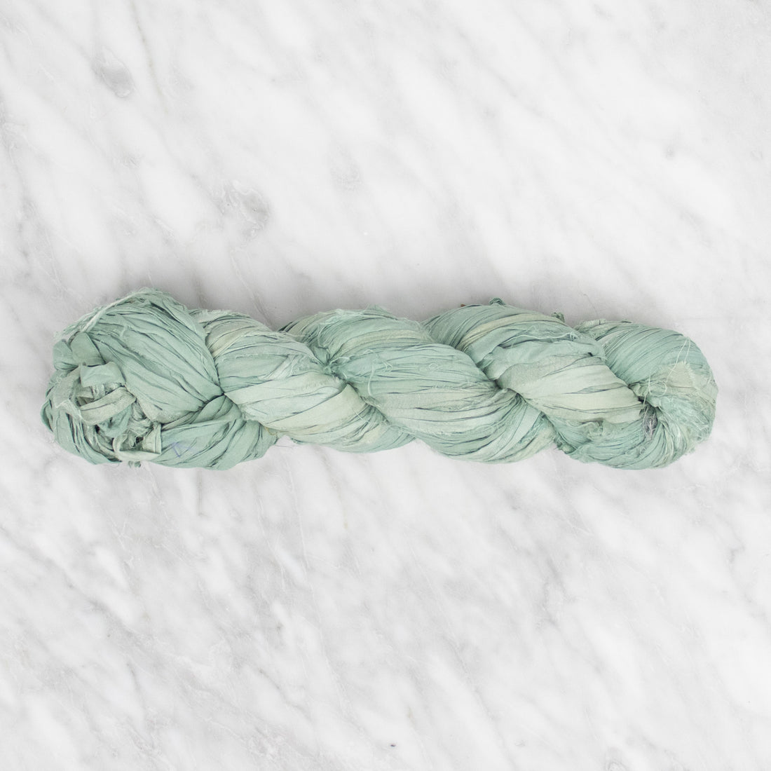 Recycled Sari Silk Ribbon - Granite Green