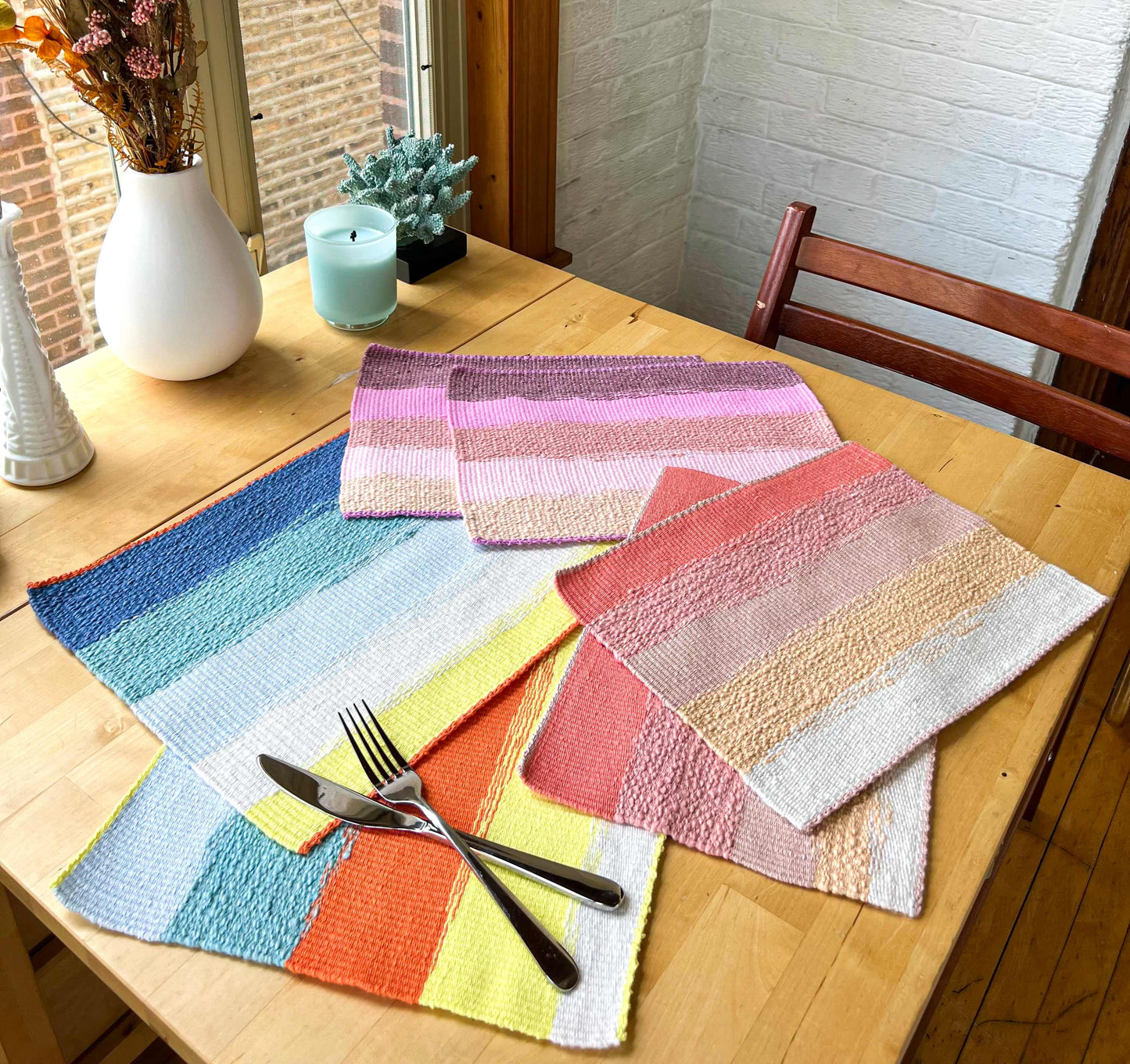 Bundle Coasters (x12) & Placemats (x2) Weaving Kit - Supplies only with Pattern (no loom) - x Painted Sky Textiles