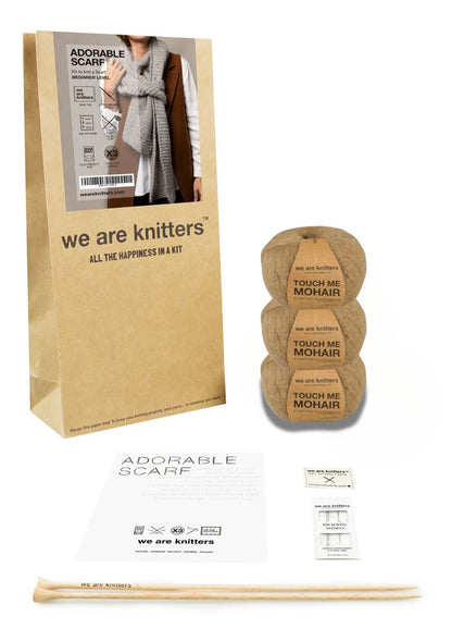 We Are Knitters Knitting Kit - Adorable Scarf in Beige