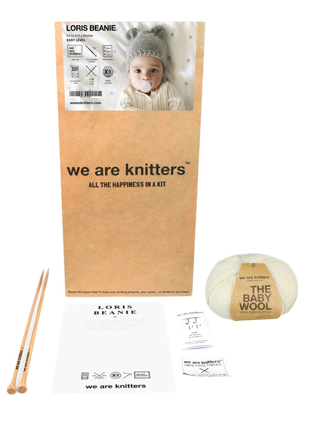 We Are Knitters Knitting Kit - Loris Beanie Kit in Natural