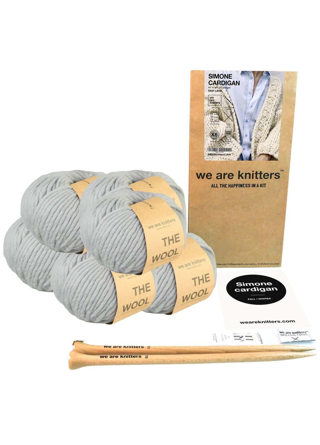 We Are Knitters Knitting Kit - Simone Cardigan in Grey