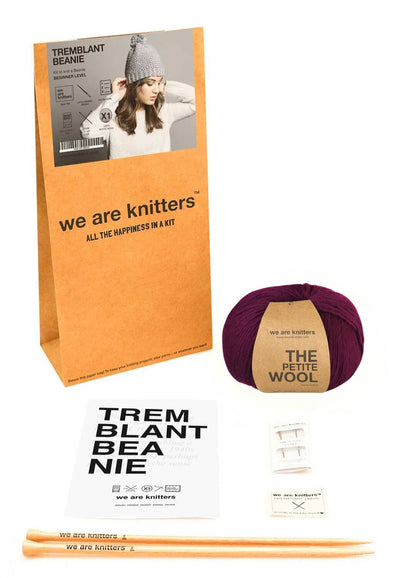 We Are Knitters Knitting Kit - Tremblant Beanie Kit in Wine