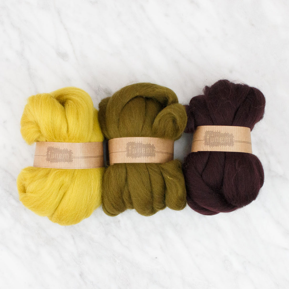Gift Pack - 3x Organic Wool Roving - Whispering Woods