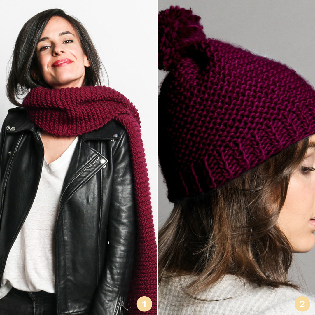 We Are Knitters Kit de tricot - Echarpe Morse et Bonnet Tremblant en vin