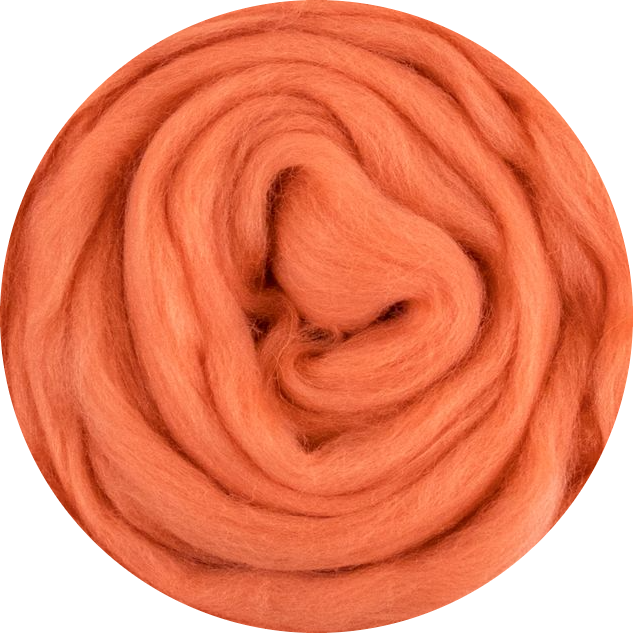 Organic Merino Wool Roving - Coral