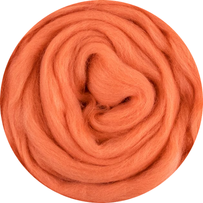Organic Merino Wool Roving - Coral
