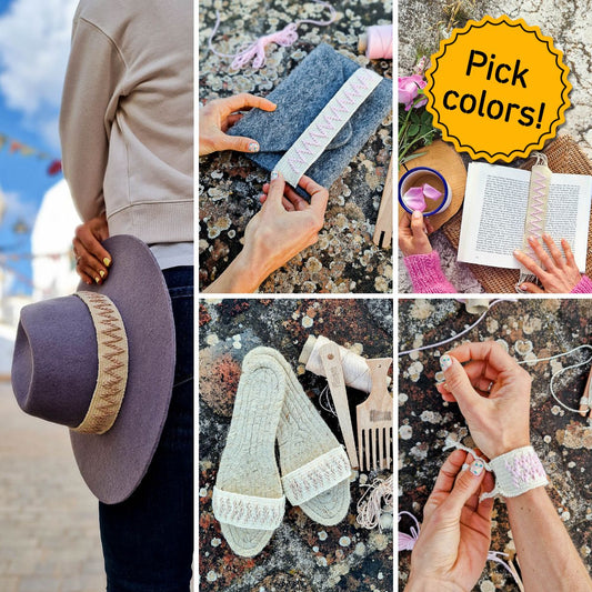 Multi-use Straps Weaving Kit - Supplies and Small WAK loom with Pattern x Tunkiwellness