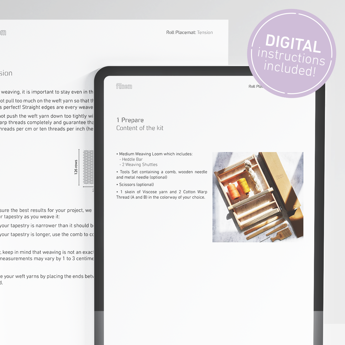 Roll-Tischsets (x2) Webset - Garn nur mit Muster (kein Webstuhl)