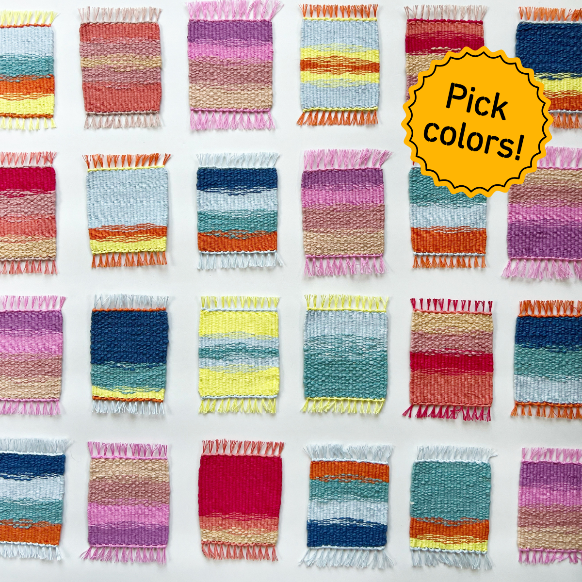 Coasters (x12) Weaving Kit - Supplies only with Pattern (no loom) - x Painted Sky Textiles