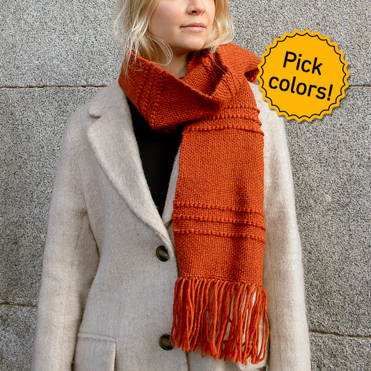Fluffy Scarf Weaving Kit - Supplies and Medium loom with Pattern