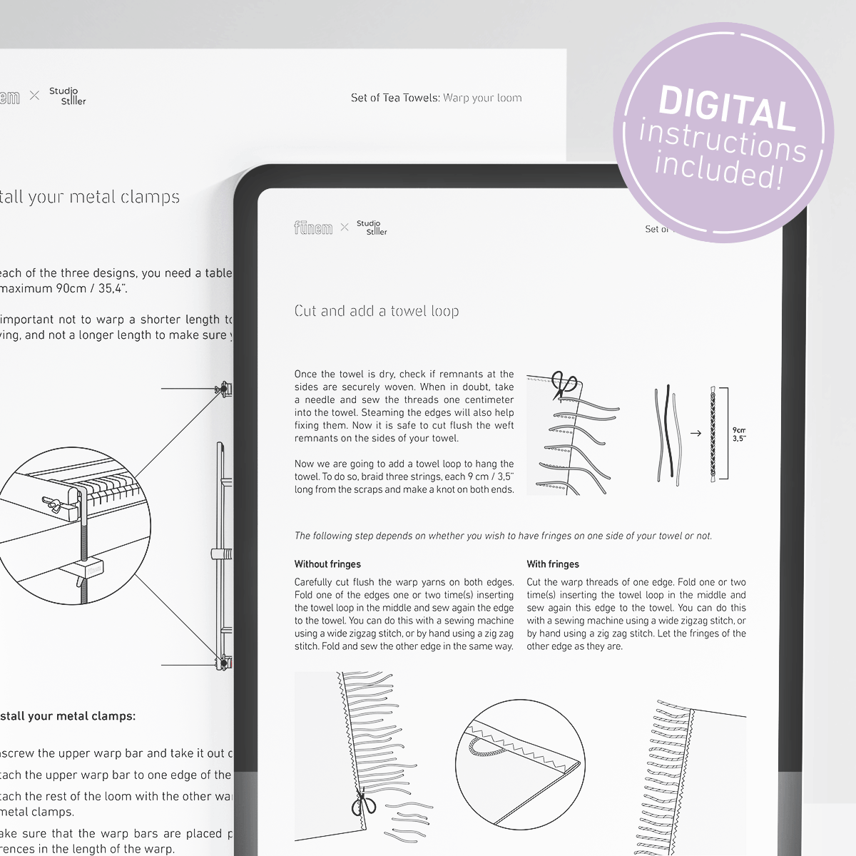 Tea Towel (x2) Weaving Kit - Supplies only with Pattern (no loom) - x Studio Stiller