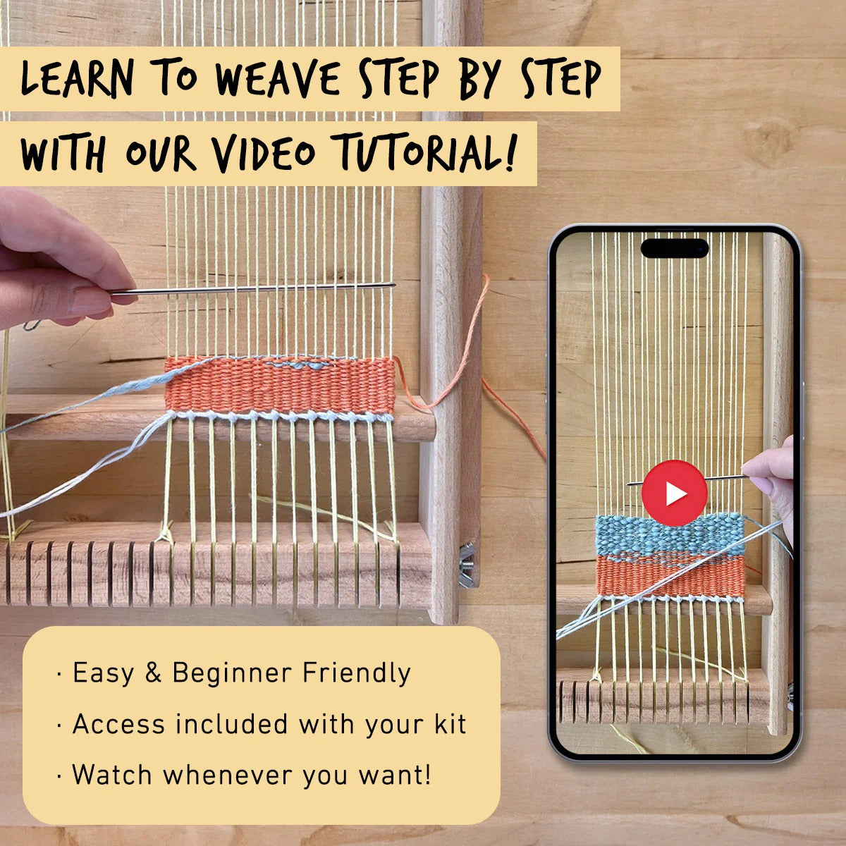 Dishcloth (x2) Weaving Kit - Supplies and XLarge loom with Pattern