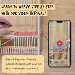 Mocha towels (x2) Weaving Kit - Supplies and Medium loom with Pattern
