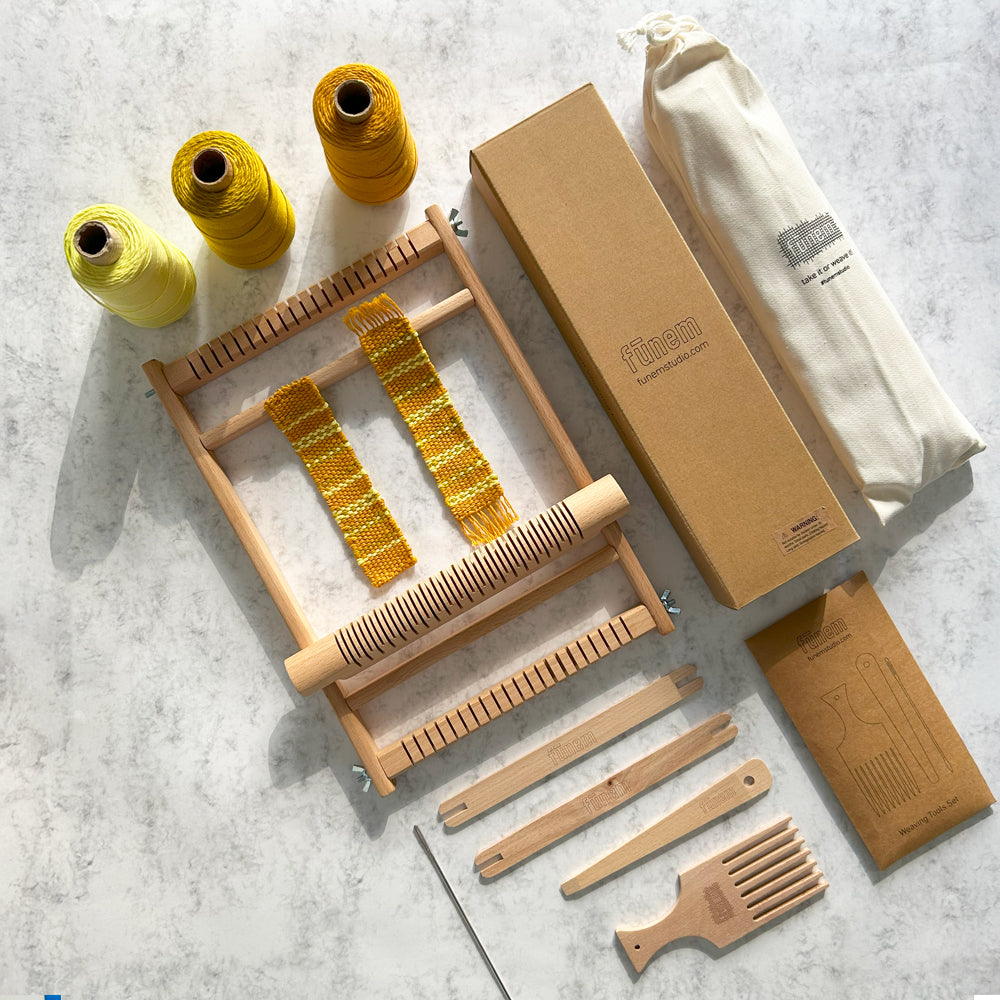 Floral Bookmark (x10) Weaving Kit - Supplies and Small WAK loom with Pattern