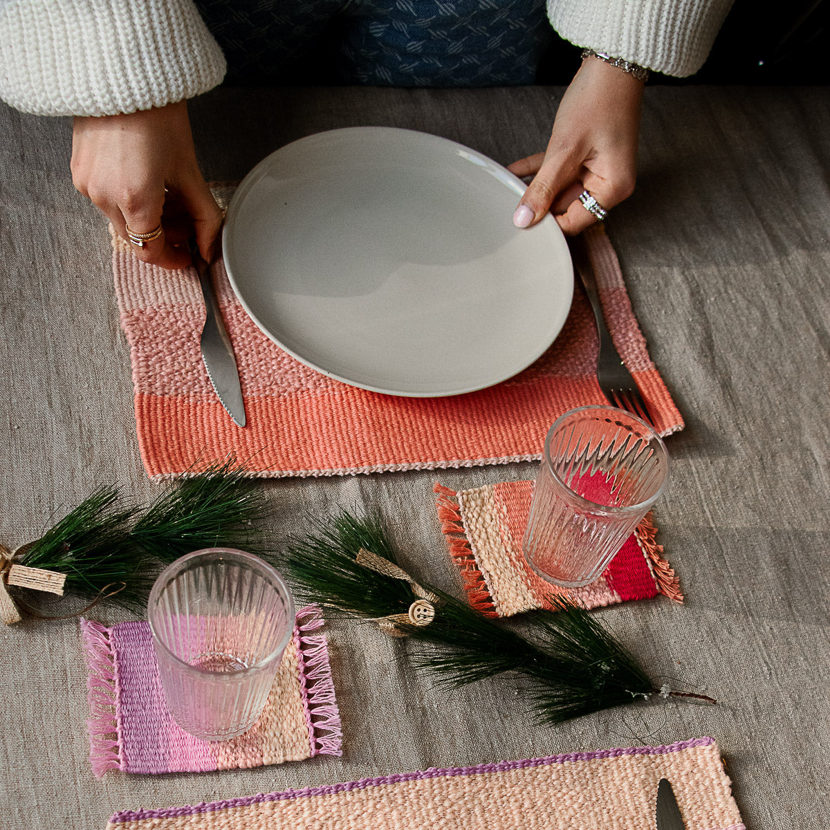 Coaster + Placemat Weaving Kit - Supplies with Pattern - Painted Sky Textiles x Funem Studio