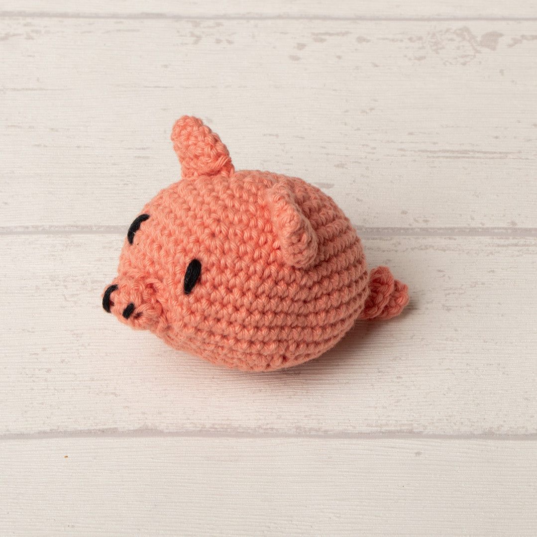 We Are Knitters Crochet Kit - Oink Amigurumi Kit in Salmon and Black