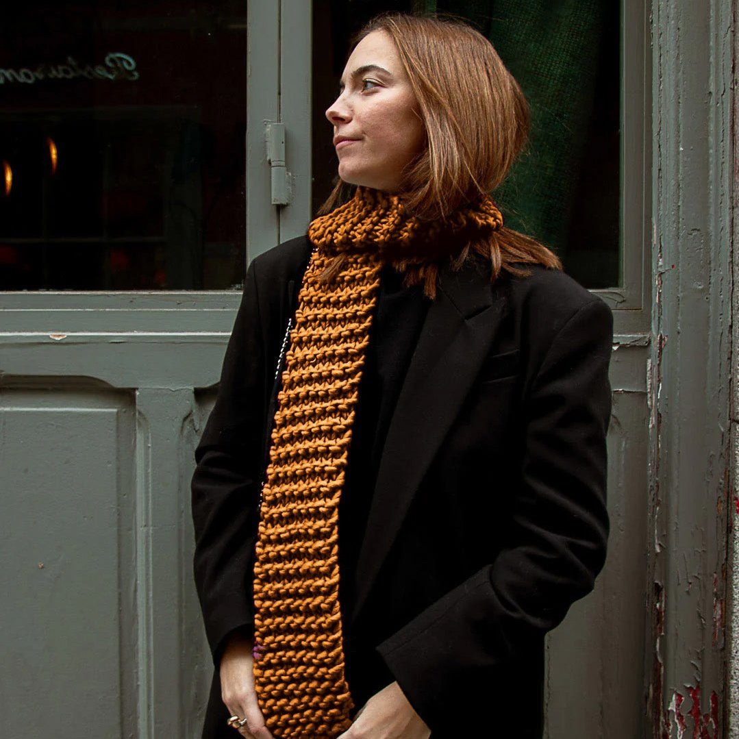 We Are Knitters Knitting Kit - Dinka Scarf in Ochre