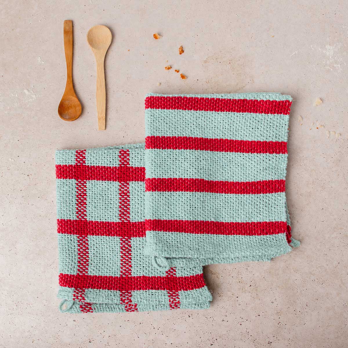 Dishcloth (x2) Weaving Kit - Supplies and Large WAK loom with Pattern with Cotton