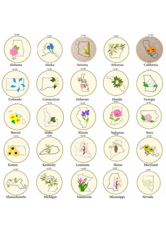 First Kit: Floral State Map Embroidery Kit - Coming Soon