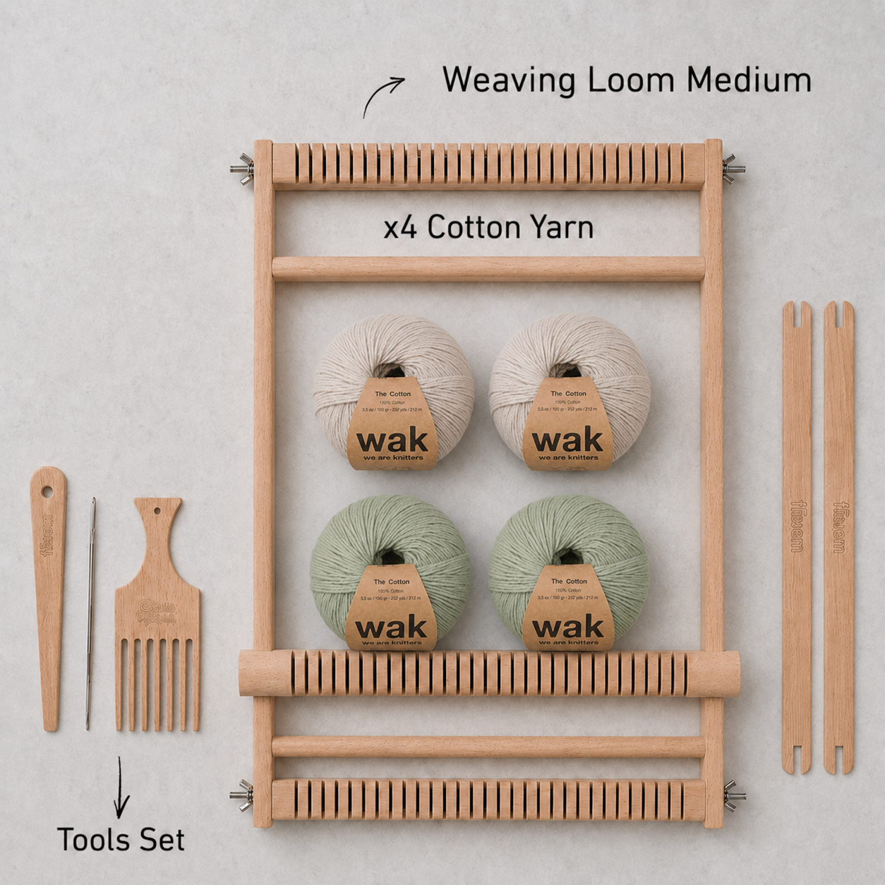 Mocha towels (x2) Kit - Medium loom with Cotton Yarn