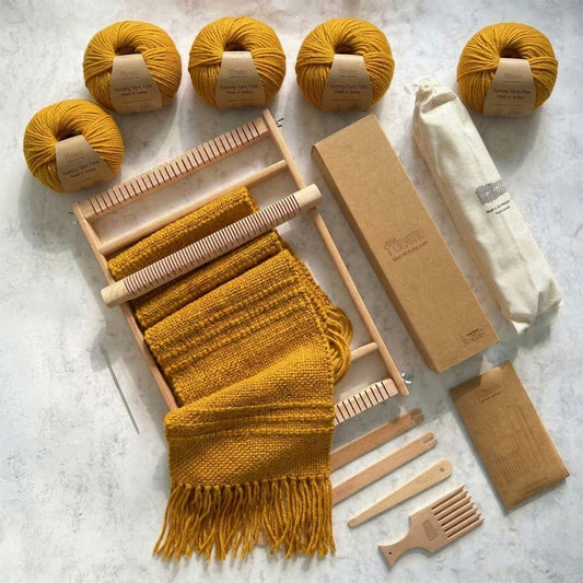 2 Kits Bundle | Fluffy & Icicle 2 Scarves Weaving Kit - Supplies and 1x Medium loom with Patterns - Yummy Yarn