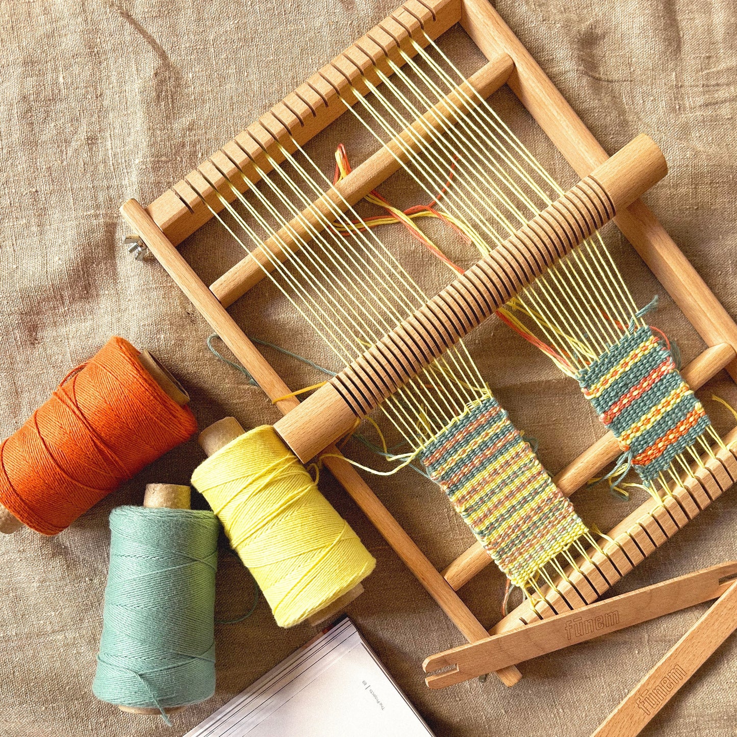 Floral Bookmark (x10) Weaving Kit - Supplies and Small WAK loom with Pattern