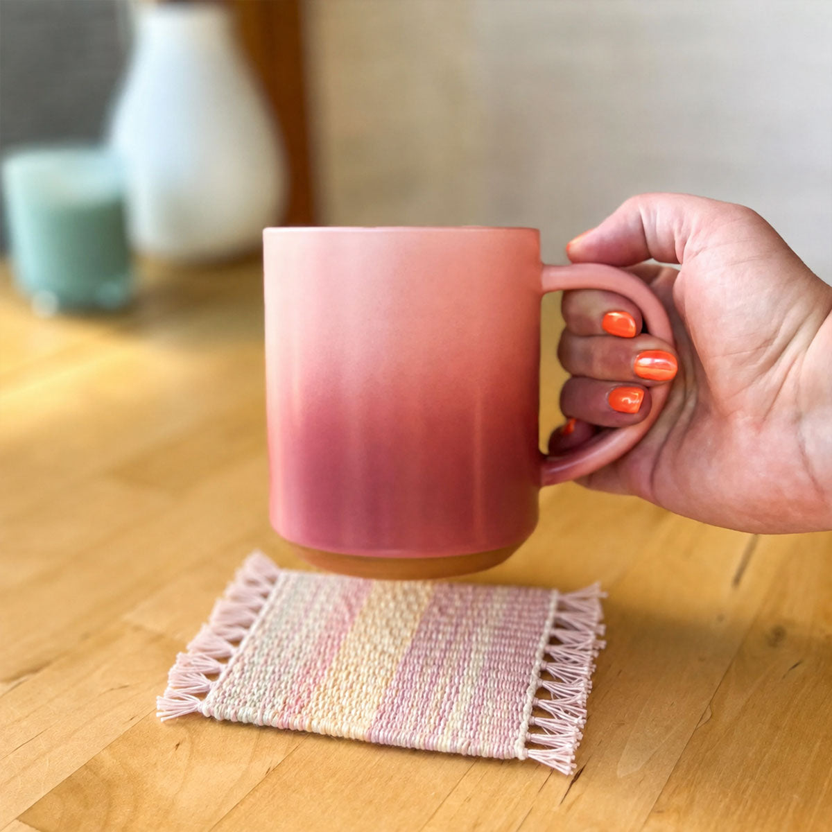 Kit de tissage pour Dessous de verre (x12) - Pelotes et petit métier à tisser  avec patron - x Painted Sky Textiles