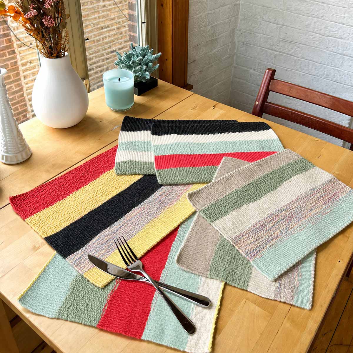 Kit de tissage pour Sets de table (x2) - Pelotes et métier à tisser XL avec patron - x Painted Sky Textiles