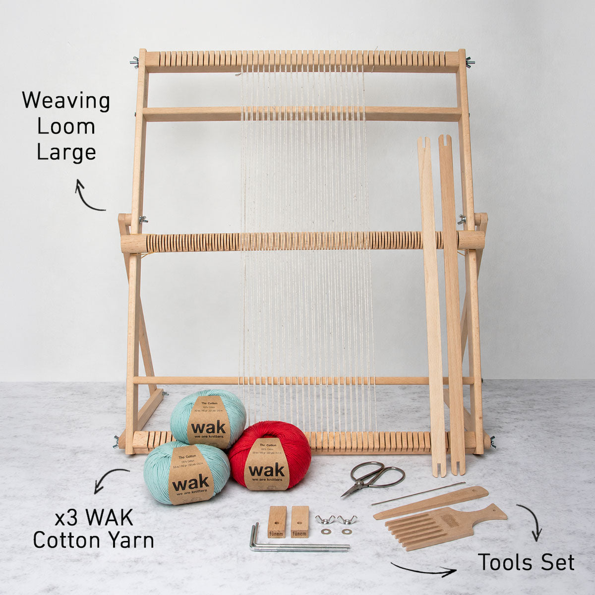Dishcloth (x2) Weaving Kit - Supplies and Large WAK loom with Pattern with Cotton