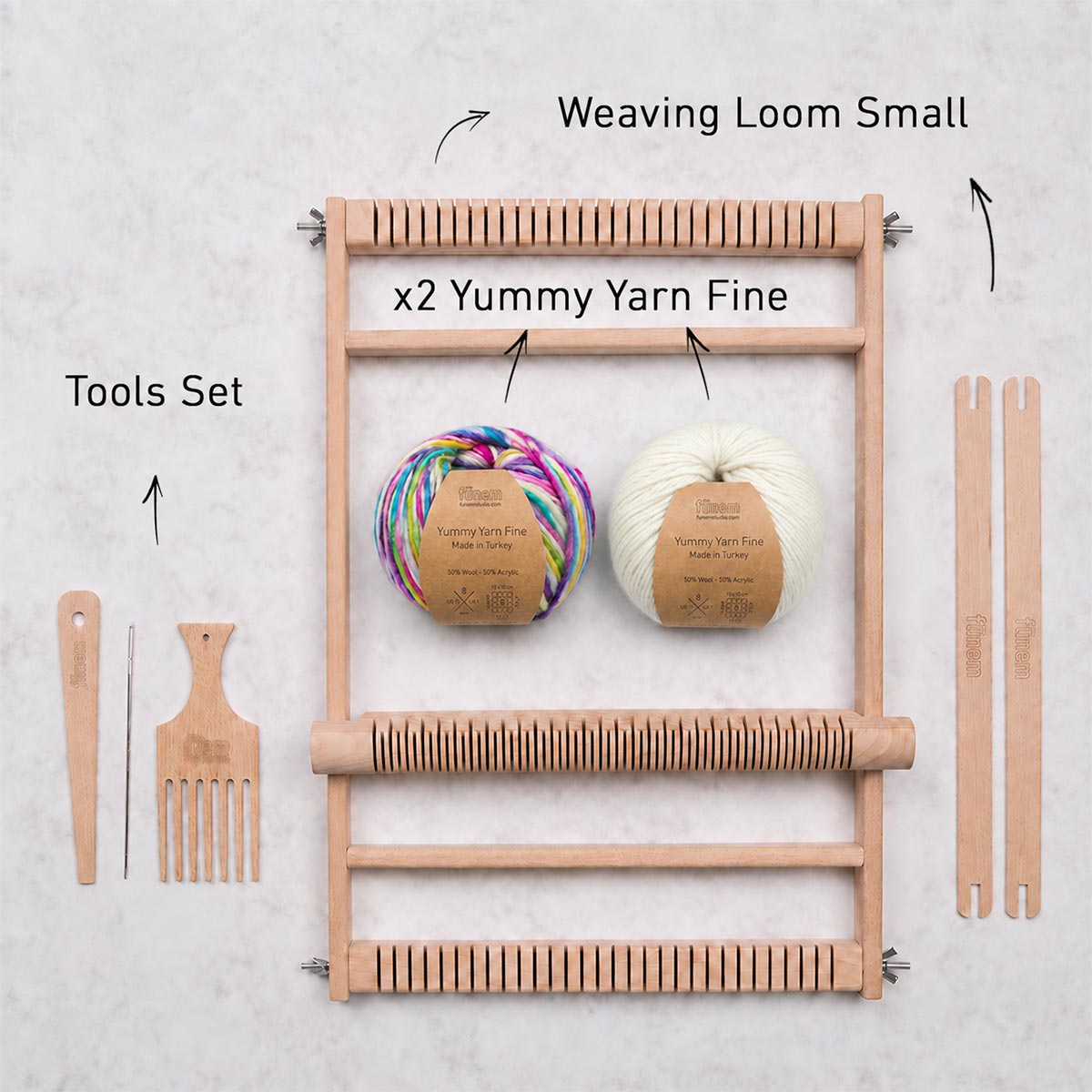 Stitch Sampler Coasters Weaving Kit - Supplies and Small loom with Pattern