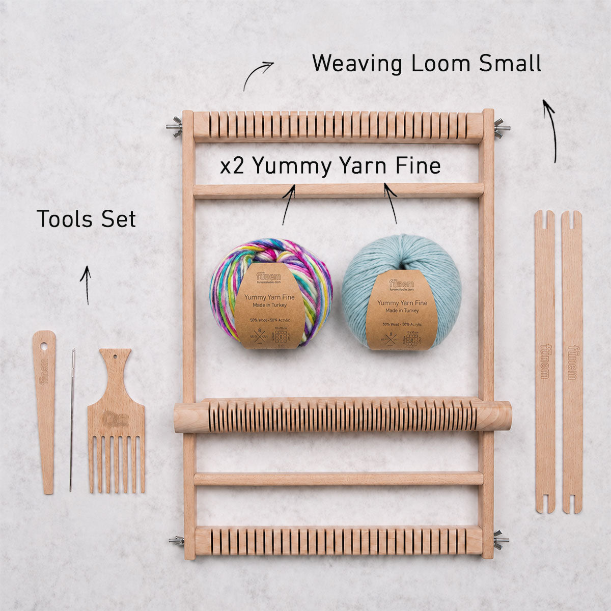 Stitch Sampler Coasters Weaving Kit - Supplies and Small loom with Pattern