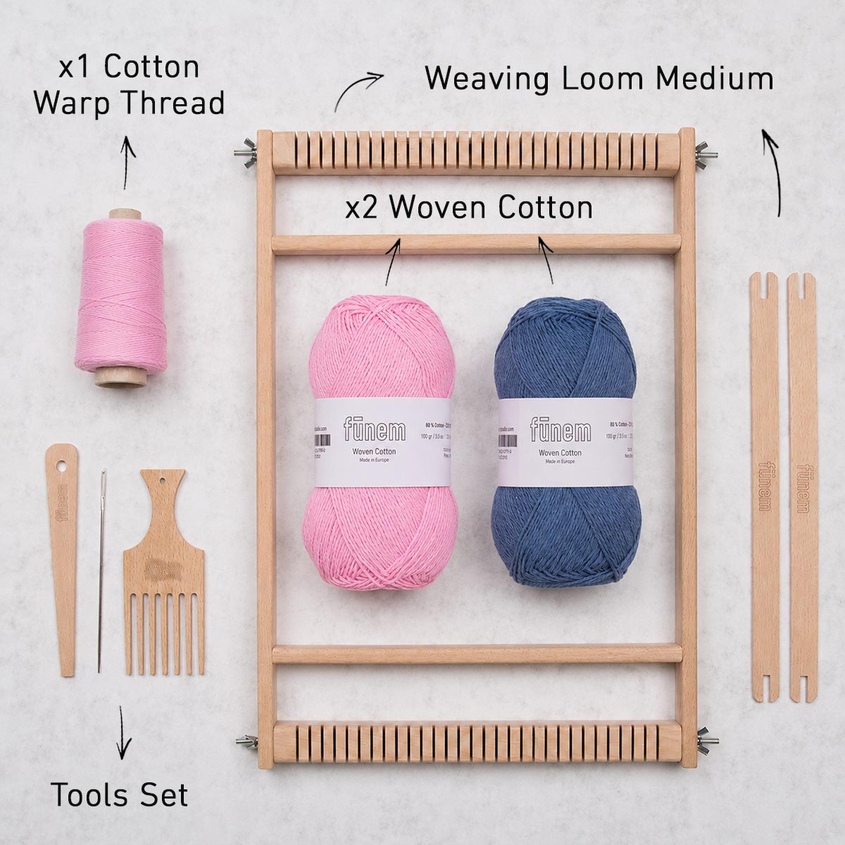 Mocha towels (x2) Kit - Medium loom with Woven Cotton Yarn
