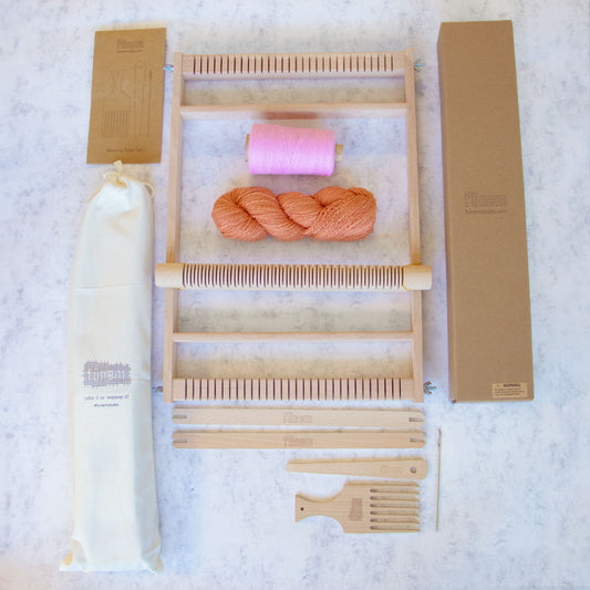 Mocha towels (x2) Weaving Kit - Supplies and Medium loom with Pattern