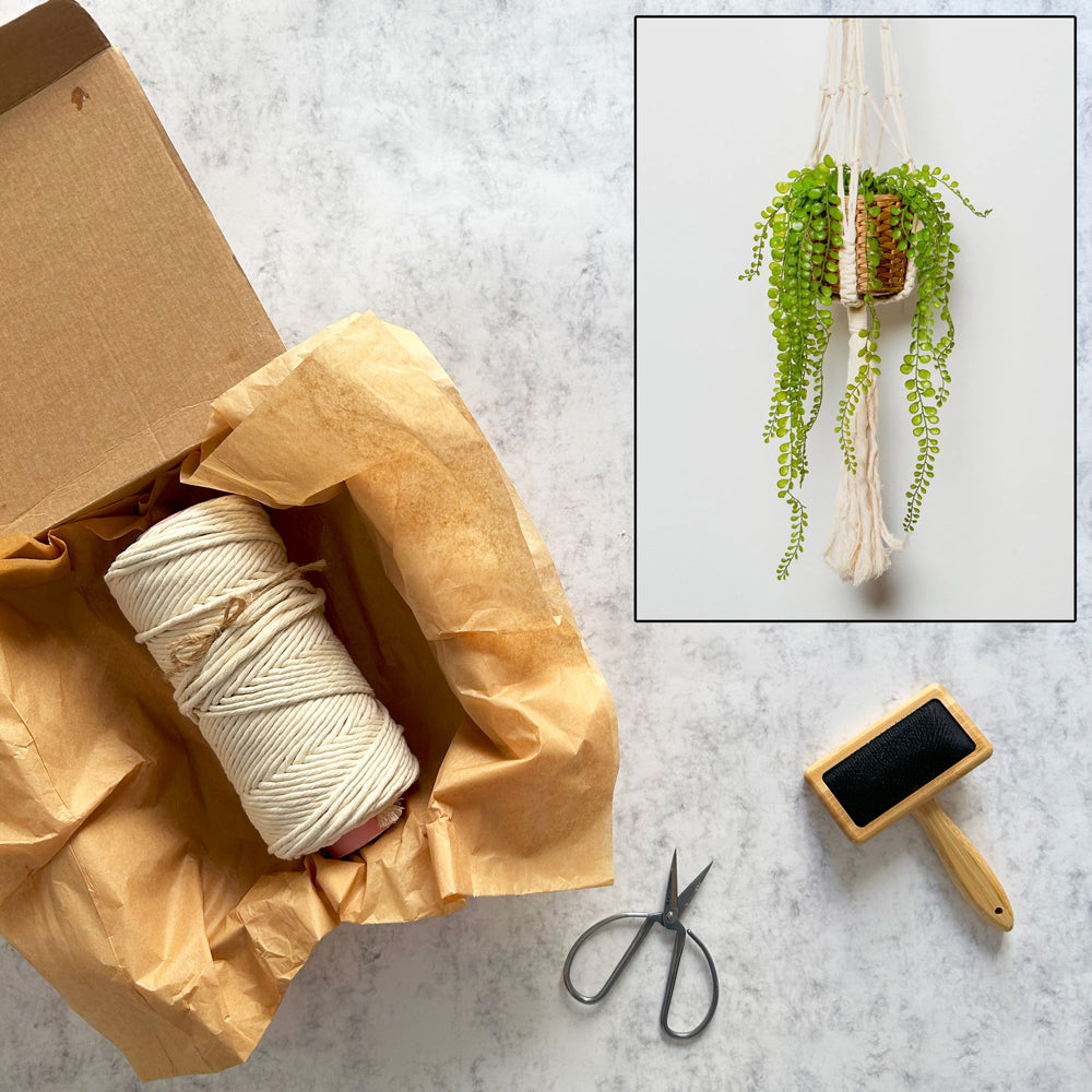 Makramee-Taschenset mit Muster – Pilea