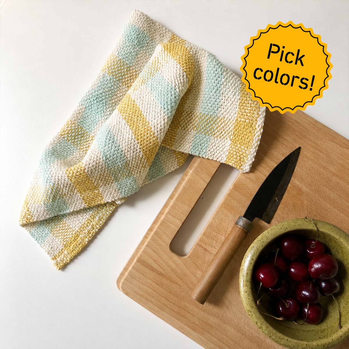 Tea Towel (x2) Weaving Kit - Supplies and XLarge loom with Pattern - x Studio Stiller with Cotton