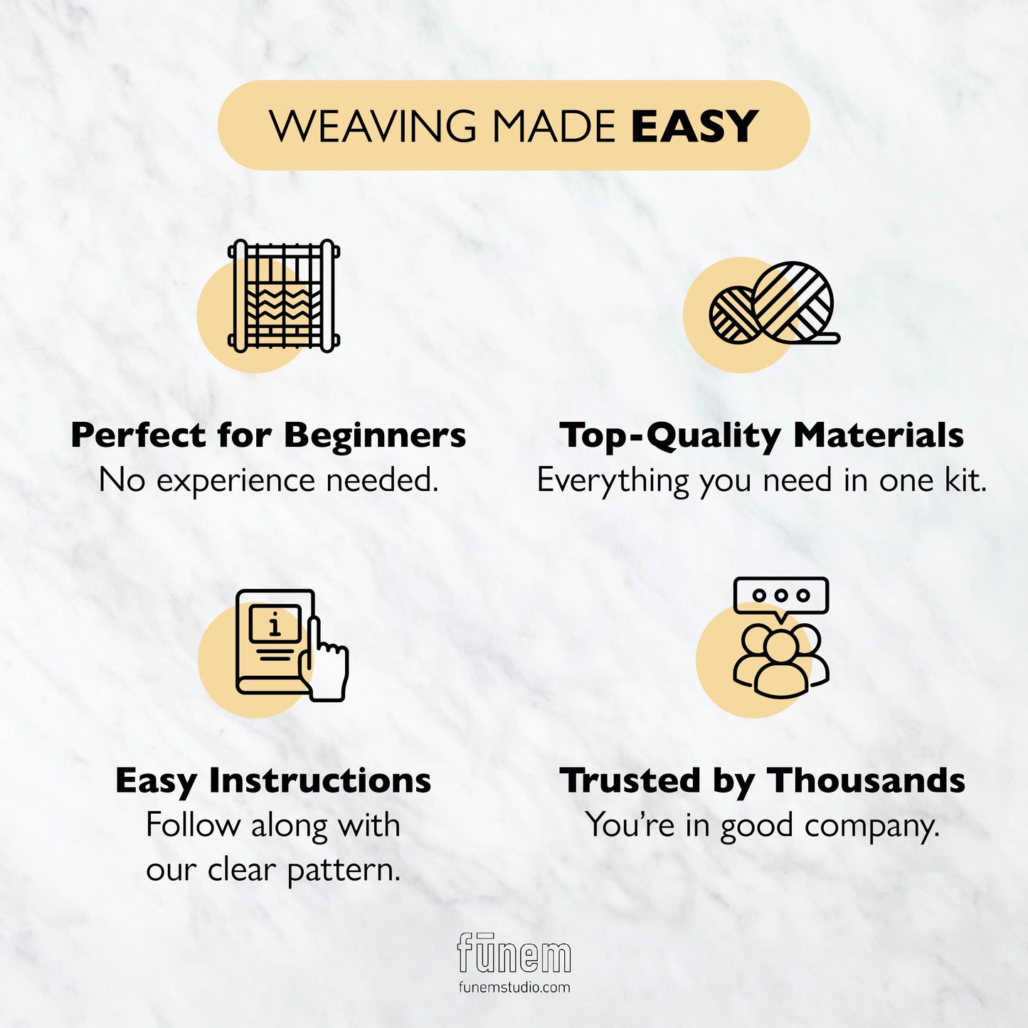 Mocha towels (x2) Weaving Kit - Supplies and Medium loom with Pattern